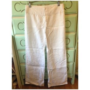 Wide Leg White Linen Pants